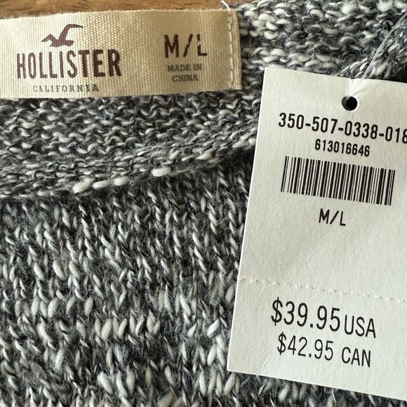 Hollister NEW Size M / L Marled Knit Pullover Sweater Aztec Design Gray‎ Y2K NWT - Picture 4 of 7